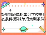 鄂州鄂城单招集训学校要什么条件(鄂城单招集训条件)