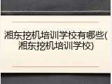 湘东挖机培训学校有哪些(湘东挖机培训学校)