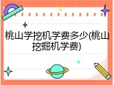 桃山学挖机学费多少(桃山挖掘机学费)