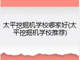 太平挖掘机学校哪家好(太平挖掘机学校推荐)