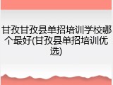 甘孜甘孜县单招培训学校哪个最好(甘孜县单招培训优选)