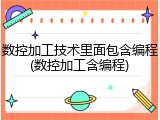 数控加工技术里面包含编程(数控加工含编程)