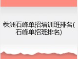 株洲石峰单招培训班排名(石峰单招班排名)