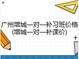广州增城一对一补习班价格(增城一对一补课价)