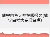 咸宁自考大专在哪报名(咸宁自考大专报名点)
