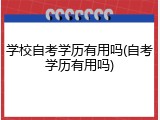 学校自考学历有用吗(自考学历有用吗)
