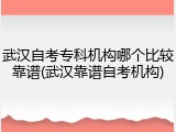 武汉自考专科机构哪个比较靠谱(武汉靠谱自考机构)