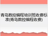 青岛数控编程培训班收费标准(青岛数控编程收费)