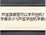 芦溪县哪里可以学开挖机?学费多少?(芦溪学挖机学费)