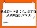 武威凉州学数控机床哪家强(武威数控机床培训)