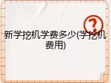 新学挖机学费多少(学挖机费用)