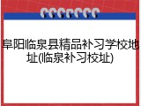 阜阳临泉县精品补习学校地址(临泉补习校址)