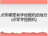 点军哪里有学挖掘机的地方(点军学挖掘机)
