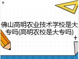 佛山高明农业技术学校是大专吗(高明农校是大专吗)