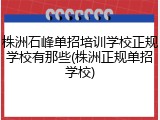 株洲石峰单招培训学校正规学校有那些(株洲正规单招学校)