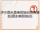 济宁泗水县单招培训班有哪些(泗水单招培训)