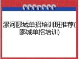 漯河郾城单招培训班推荐(郾城单招培训)