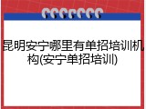 昆明安宁哪里有单招培训机构(安宁单招培训)