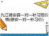 九江德安县一对一补习班价格(德安一对一补习价)