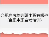 合肥自考培训班中职有哪些(合肥中职自考培训)