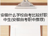 安徽什么学校自考比较好职中生(安徽自考职中推荐)