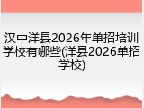 汉中洋县2026年单招培训学校有哪些(洋县2026单招学校)
