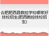 合肥肥西县数控学校哪家好技校招生(肥西数控技校招生)