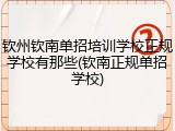 钦州钦南单招培训学校正规学校有那些(钦南正规单招学校)