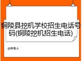 铜陵县挖机学校招生电话号码(铜陵挖机招生电话)