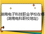 湖南电子科技职业学校在哪(湖南电科职校地址)