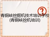 青铜峡挖掘机技术培训学校(青铜峡挖机培训)