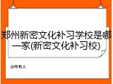 郑州新密文化补习学校是哪一家(新密文化补习校)