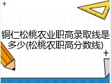 铜仁松桃农业职高录取线是多少(松桃农职高分数线)