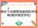 南京下关哪里有单招的学校啊(南京单招学校)
