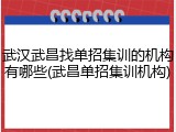 武汉武昌找单招集训的机构有哪些(武昌单招集训机构)