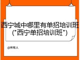 西宁城中哪里有单招培训班("西宁单招培训班")