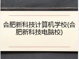 合肥新科技计算机学校(合肥新科技电脑校)