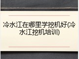冷水江在哪里学挖机好(冷水江挖机培训)