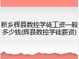 新乡辉县数控学徒工资一般多少钱(辉县数控学徒薪资)