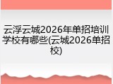 云浮云城2026年单招培训学校有哪些(云城2026单招校)