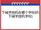 下城学挖机在哪个学校好(下城学挖机学校)