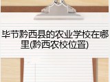 毕节黔西县的农业学校在哪里(黔西农校位置)