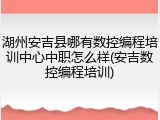 湖州安吉县哪有数控编程培训中心中职怎么样(安吉数控编程培训)