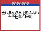 金沙县在哪学挖掘机培训(金沙挖掘机培训)