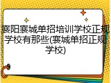 襄阳襄城单招培训学校正规学校有那些(襄城单招正规学校)
