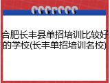 合肥长丰县单招培训比较好的学校(长丰单招培训名校)