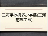 三河学挖机多少学费(三河挖机学费)