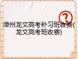 漳州龙文高考补习班收费(龙文高考班收费)
