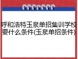 呼和浩特玉泉单招集训学校要什么条件(玉泉单招条件)