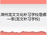 漳州龙文文化补习学校是哪一家(龙文补习学校)